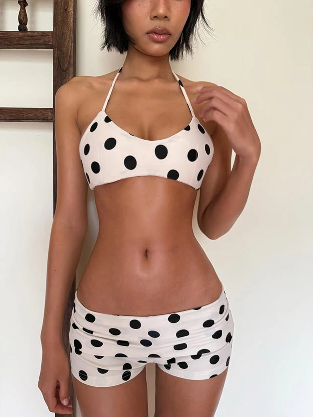 Polka Dot Halterneck Short Set [5XE9Q0ED]