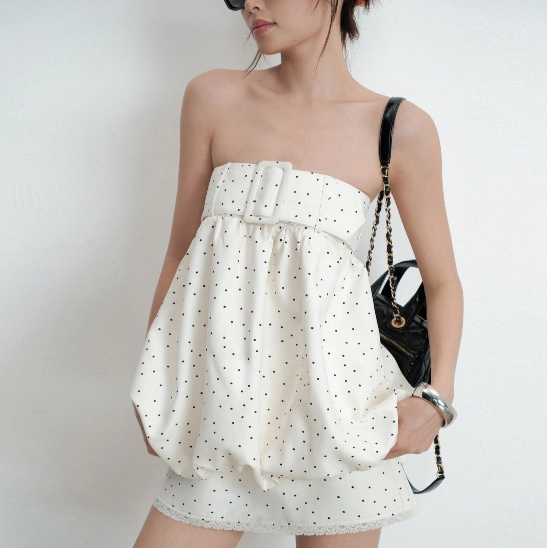 Polka Dot Lace Mini Dress [XYKMPOJF]