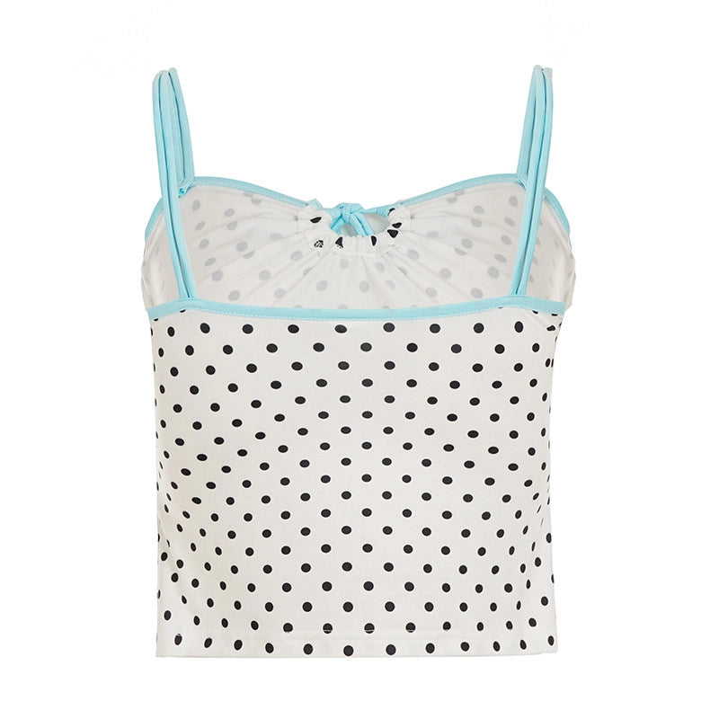 Polka Dot Lace-Up Camisole [IC5M6EXC]