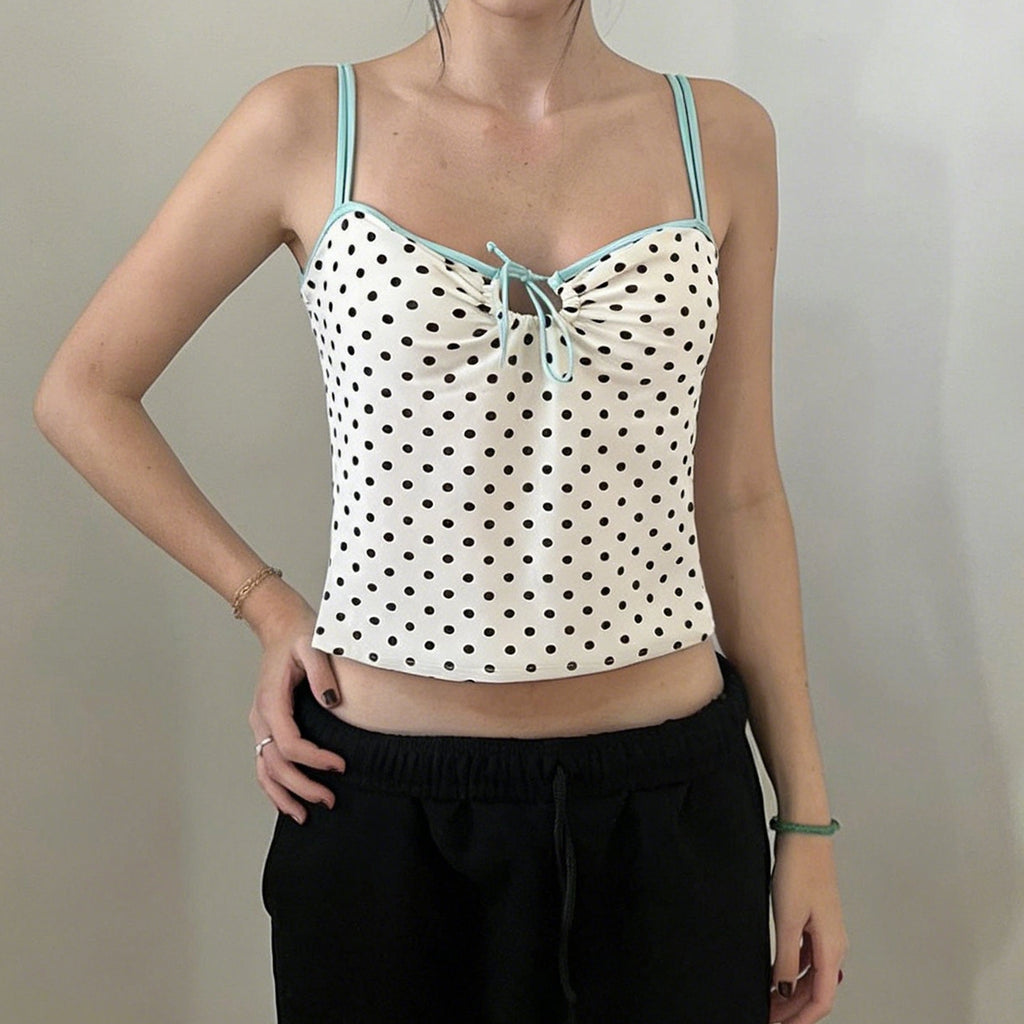 Polka Dot Lace-Up Camisole [H20ZKY4I]