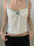 Polka Dot Lace-Up Camisole [F4KZ64XC]