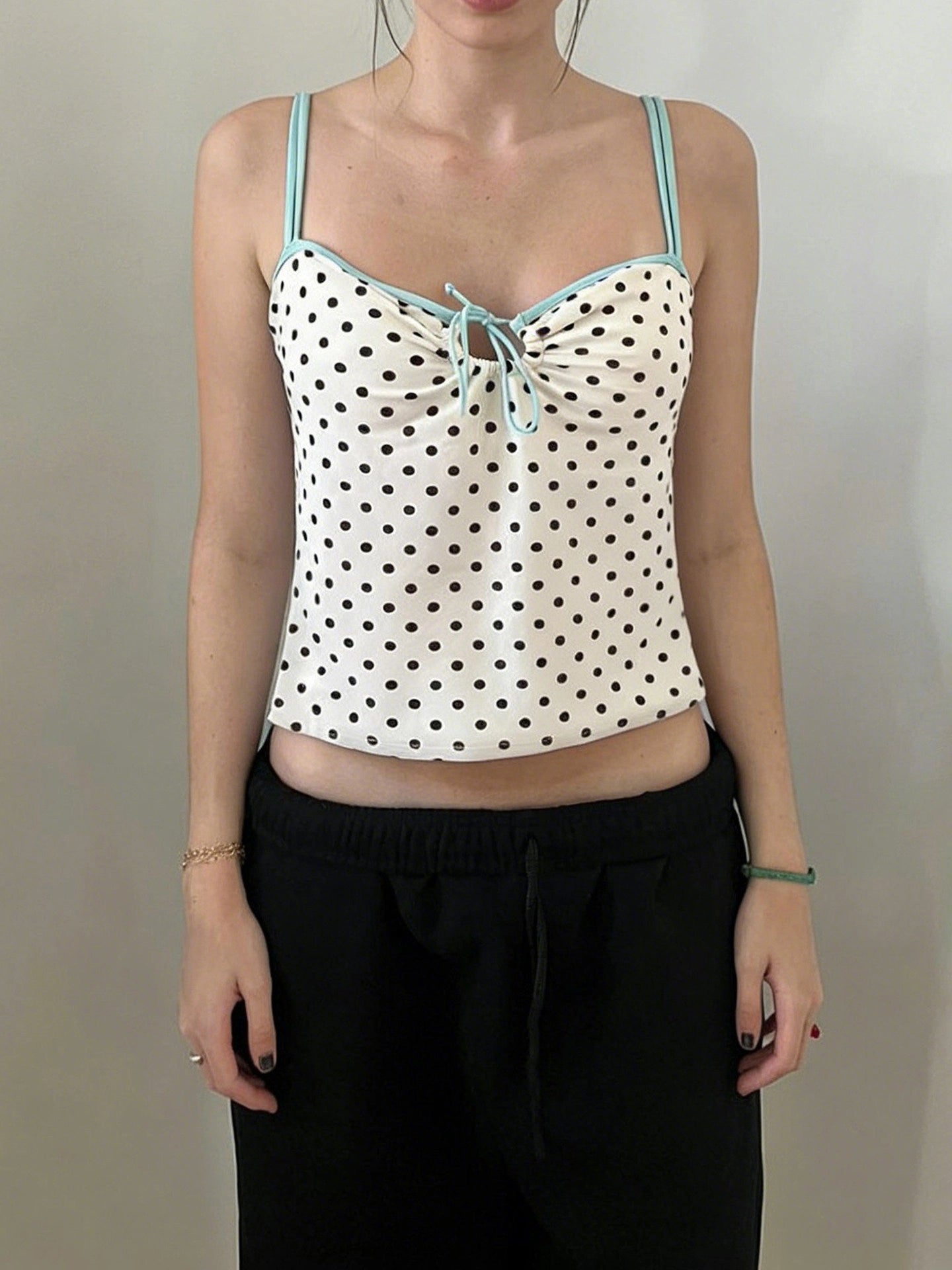 Polka Dot Lace-Up Camisole [2Y9WC819]