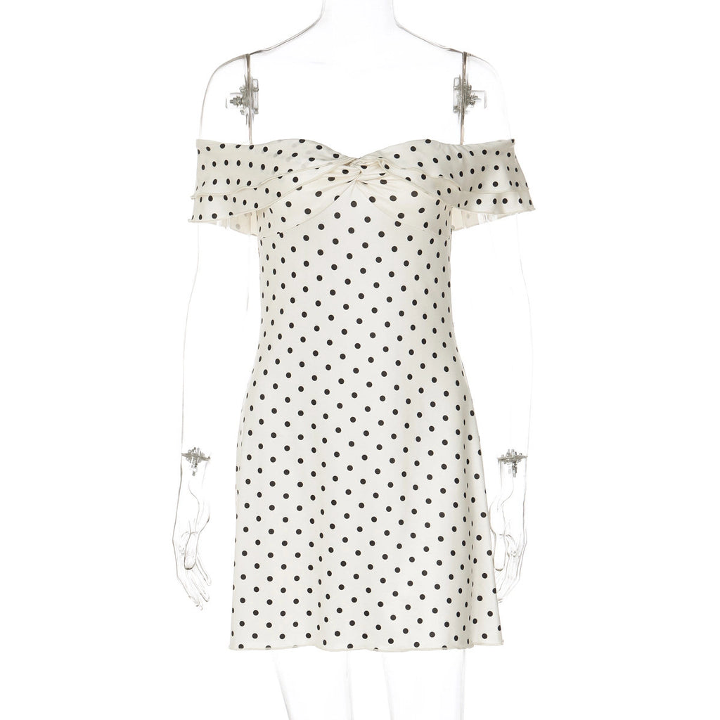 Polka Dot Off-Shoulder Mini Dress [JG6EG8EV]