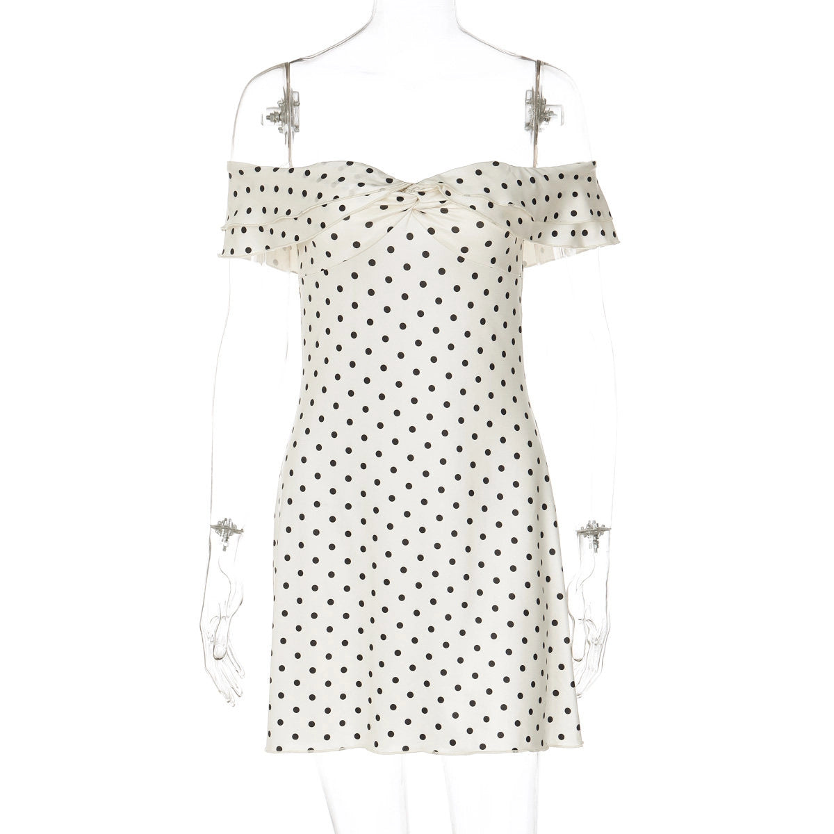 Polka Dot Off-Shoulder Mini Dress [JG6EG8EV]
