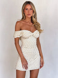 Polka Dot Off-Shoulder Mini Dress [IA33MUEH]