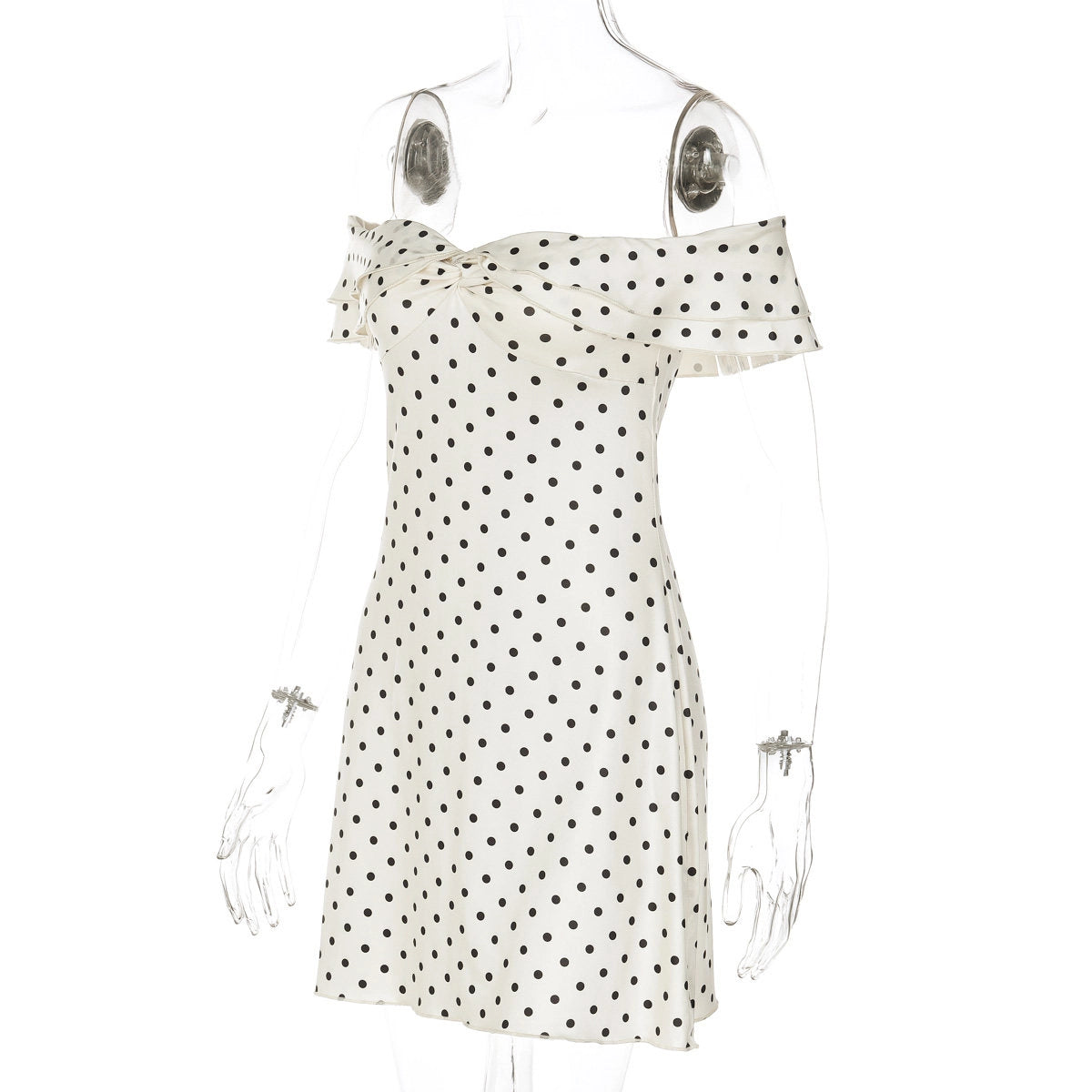 Polka Dot Off-Shoulder Mini Dress [2ZJ5AVJ8]