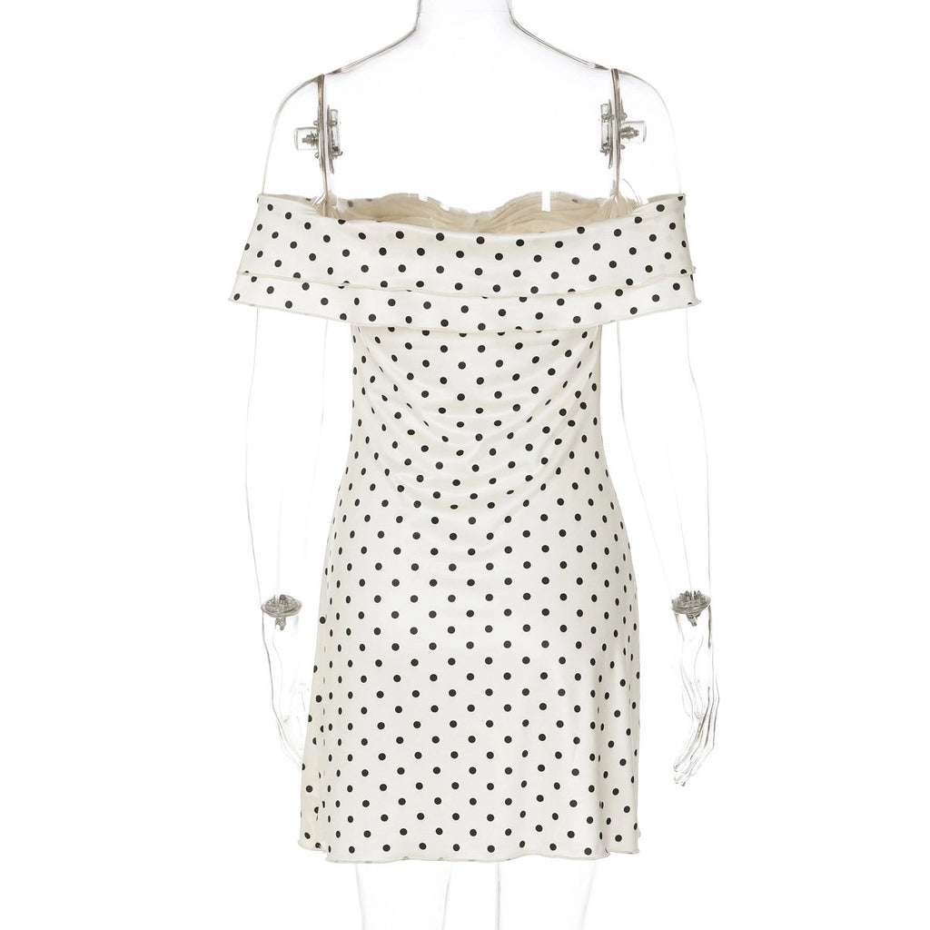 Polka Dot Off-Shoulder Mini Dress [Q3VR10XN]