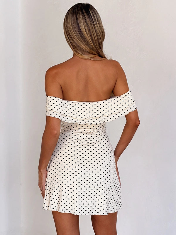 Polka Dot Off-Shoulder Mini Dress [067OTSTX]