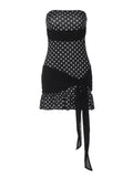 Polka Dot Patchwork Tube Mini Dress [JUCHHVHM]