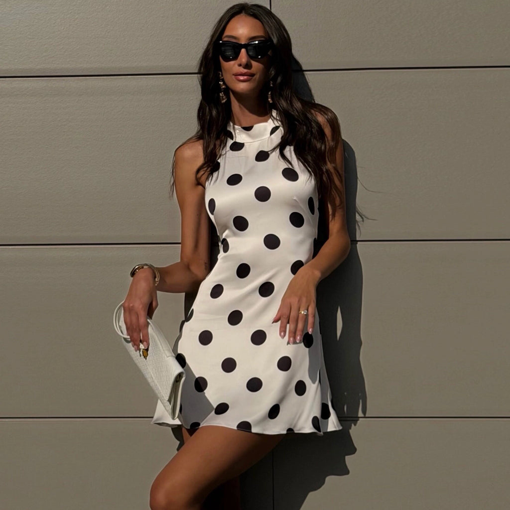 Polka Dot Spaghetti Strap Mini Dress [IT354F0H]