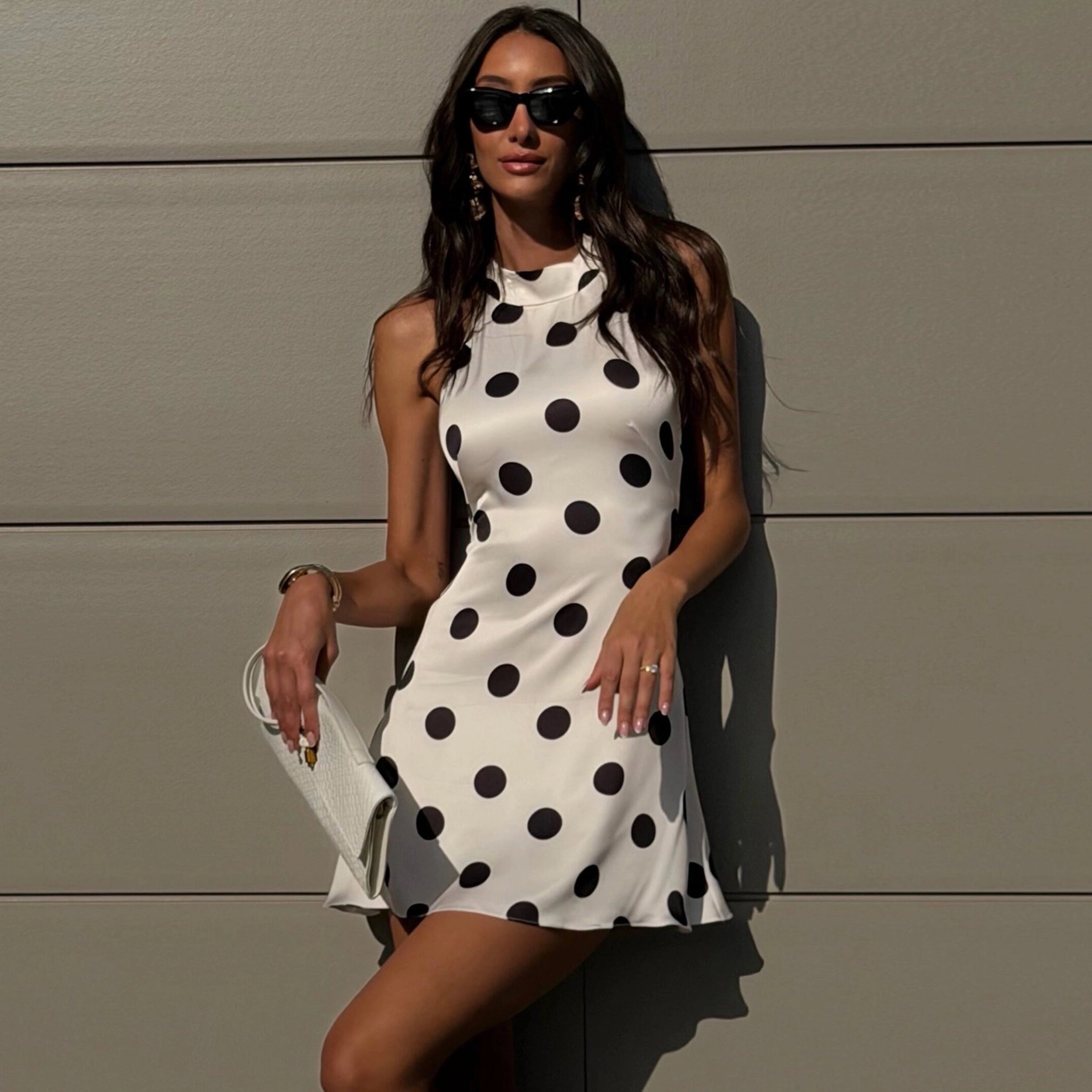 Polka Dot Spaghetti Strap Mini Dress [IT354F0H]