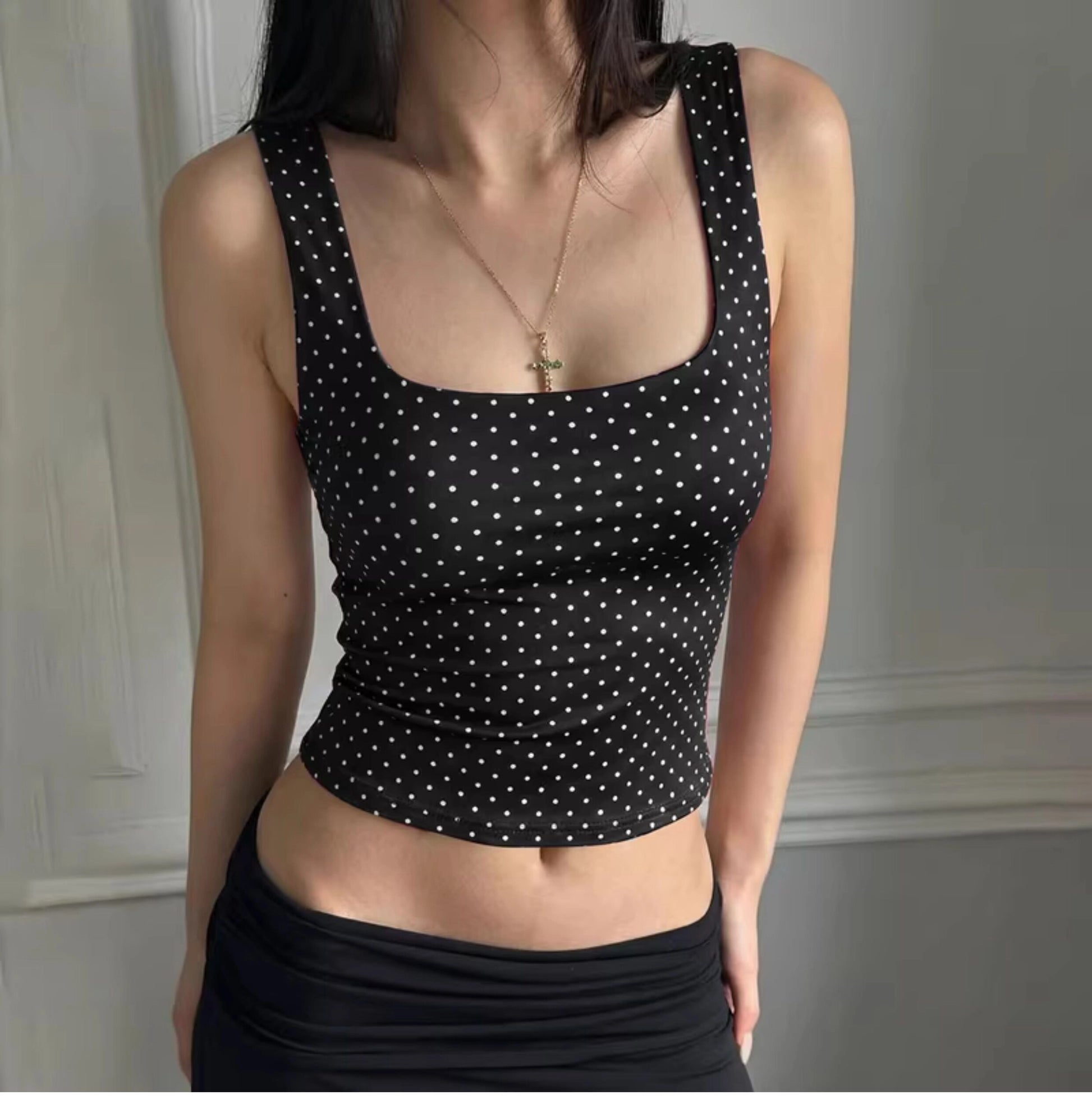 Polka Dot Square Neck Camisole [0O9QU4V5]