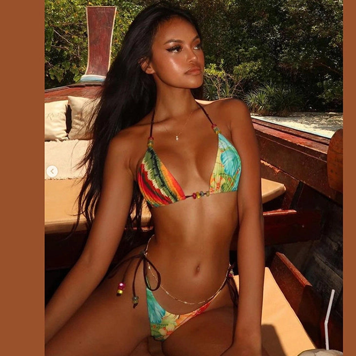 Printed Halter Bikini Set [EKXLXH6R]