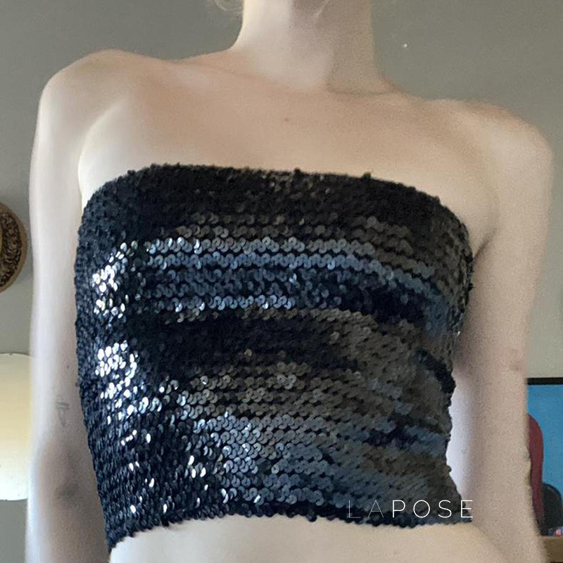 Prisha Strapless Sequin Top [GPOVAHOI]