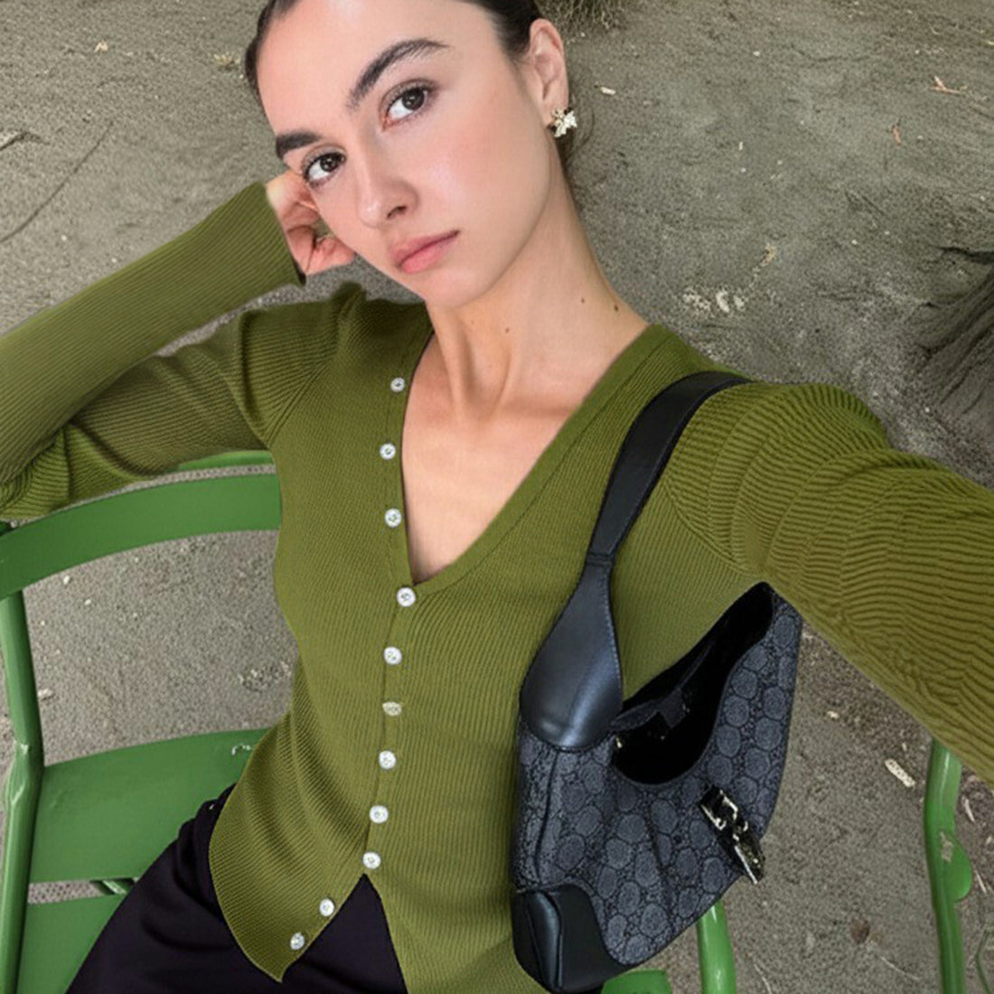Quetzalli Button-Up Knit Top [KKGLUZVY]