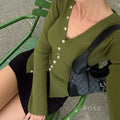 Quetzalli Button-Up Knit Top [UL42YKSH]