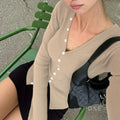 Quetzalli Button-Up Knit Top [A8MWNPOP]