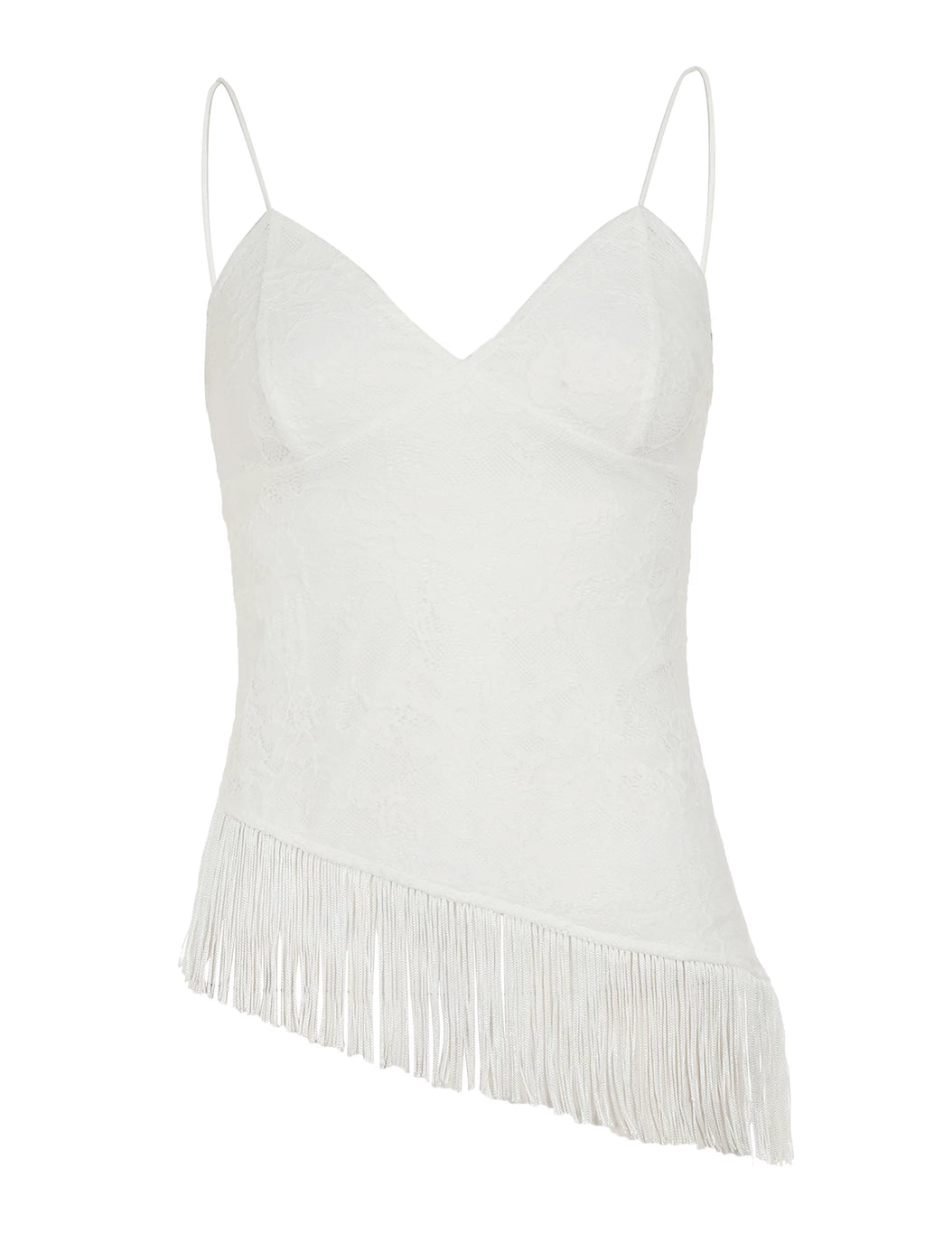 LaPose - Quetzalli Lace Fringe Asymmetric Camisole