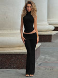 Quin Halter Open Back Pant Set [2WUMA7T8]