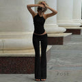Quin Halter Open Back Pant Set [OLVOPSB4]