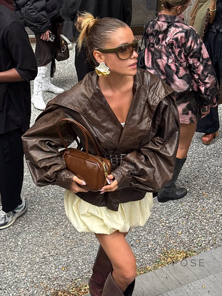 Rachel Belted Faux Leather Jacket [T8ETSPWA]