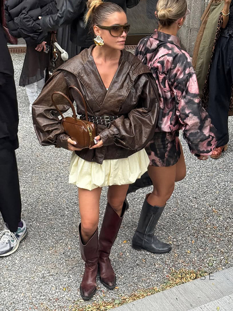 Rachel Belted Faux Leather Jacket [IT7MTIQN]