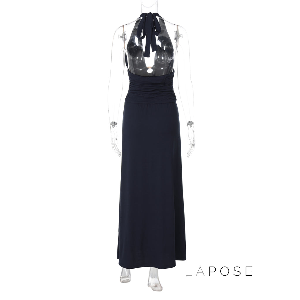 Raelee Halter Ruched Maxi Dress [W1JG9LDW]
