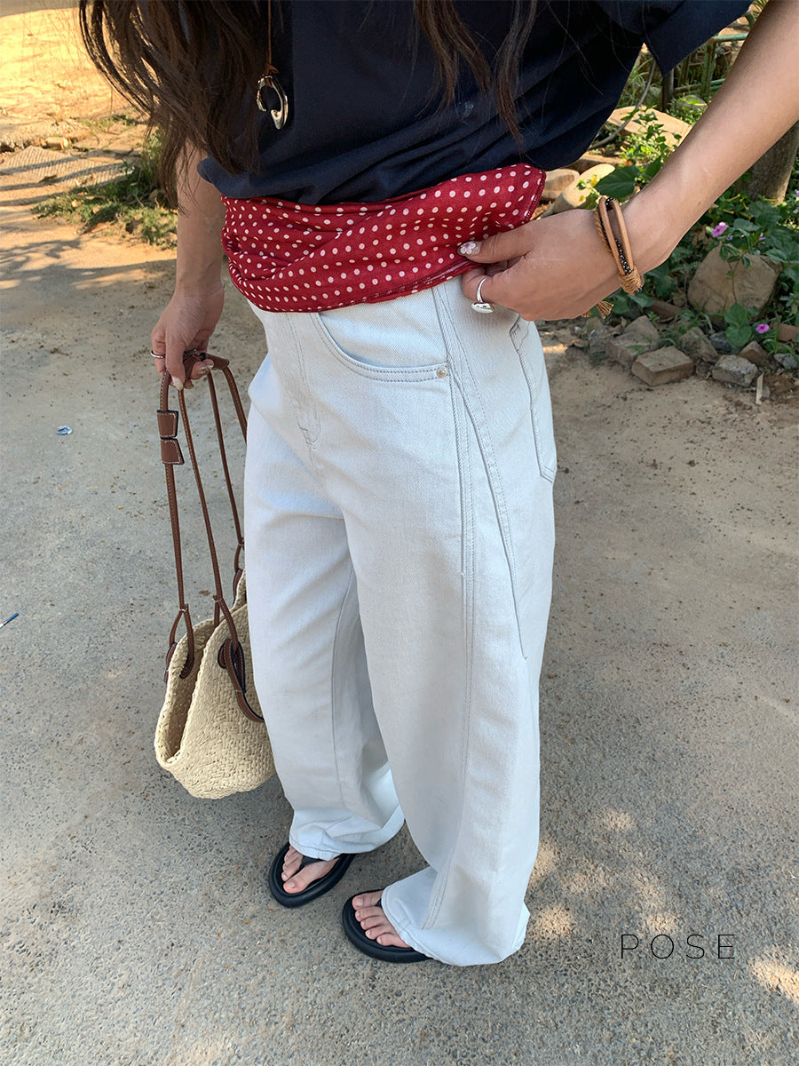 Raelee Off-White Wide-Leg Jeans [WBIEWEC6]