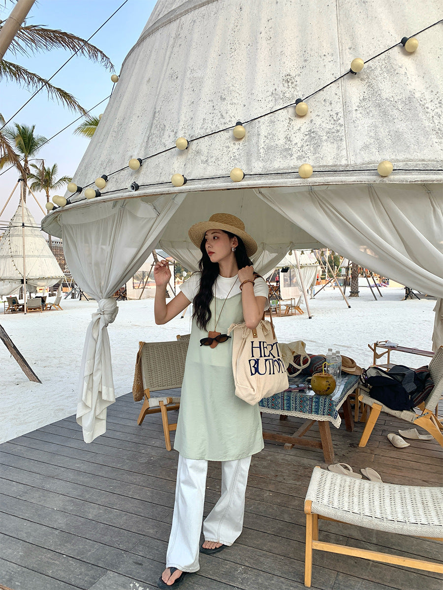 Raelee Off-White Wide-Leg Jeans [SJ33IR4G]