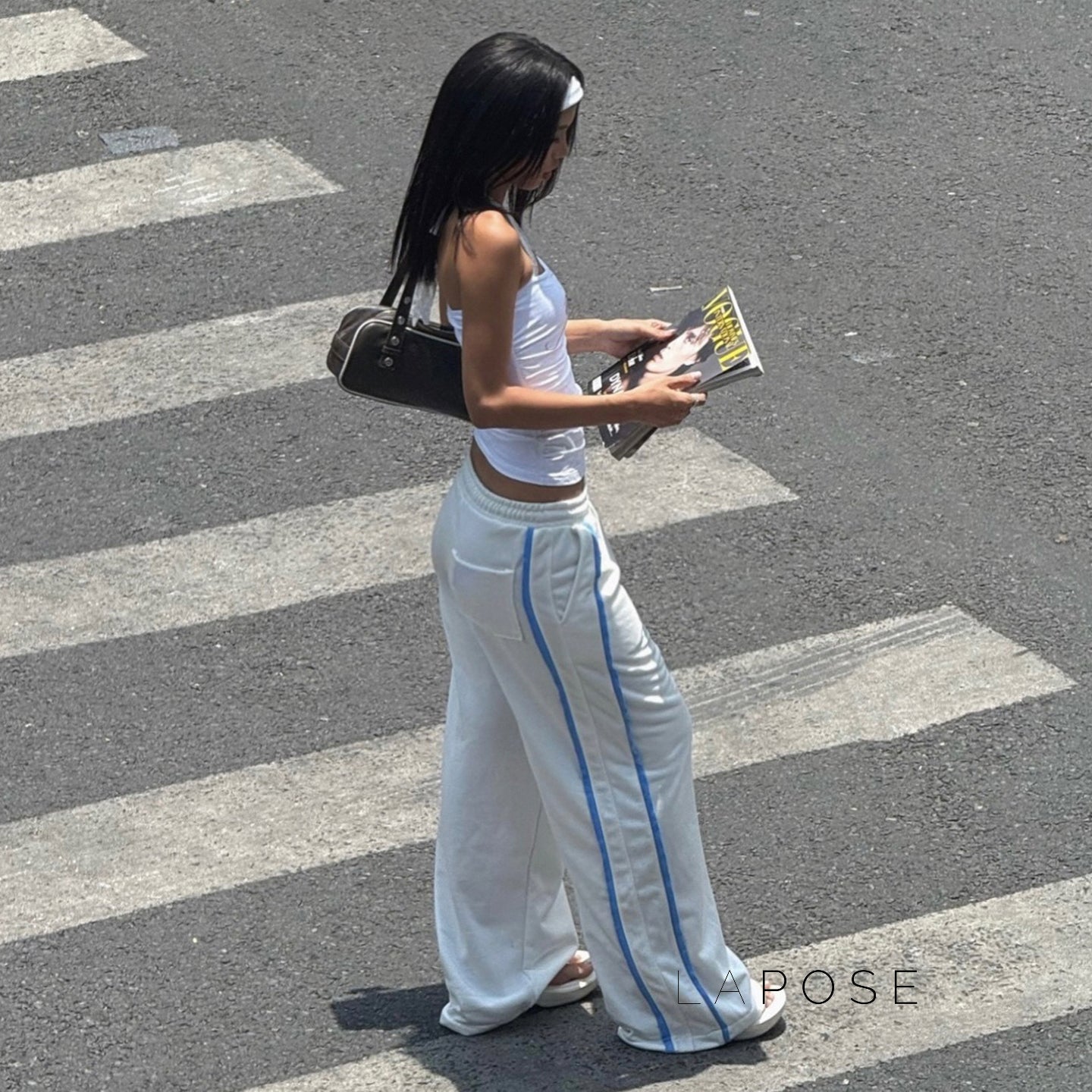 Raeya White Colorblock Knit Pants
