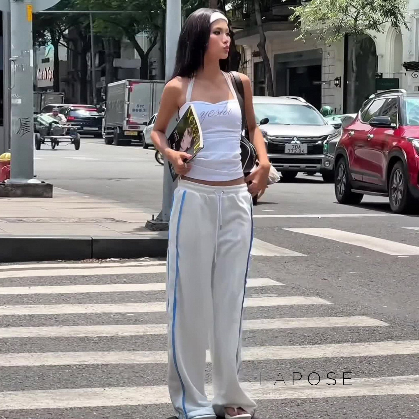 Raeya White Colorblock Knit Pants