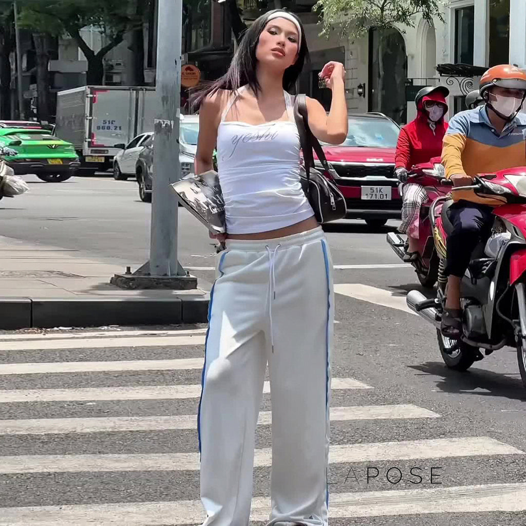 Raeya White Colorblock Knit Pants
