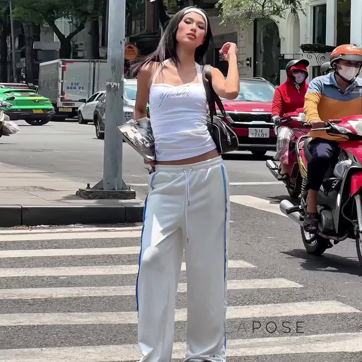 Raeya White Colorblock Knit Pants