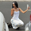 Raeya White Colorblock Knit Pants