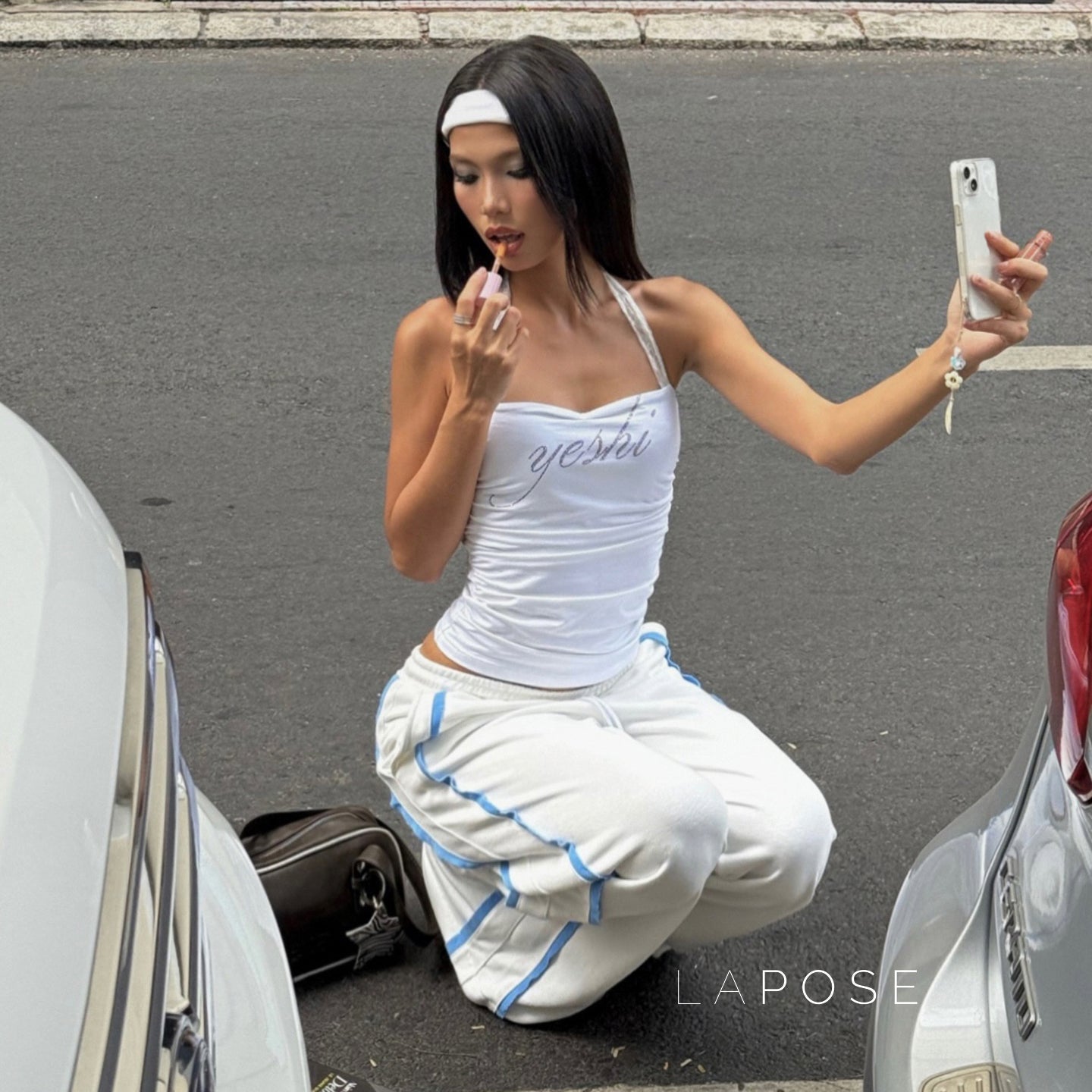 Raeya White Colorblock Knit Pants