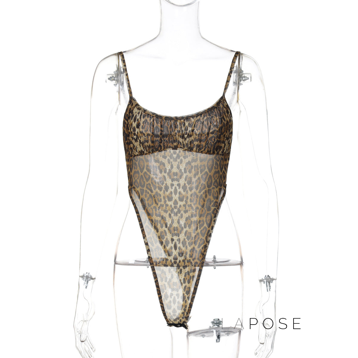 Raina Leopard Mesh Flared Jumpsuit [3YULPJTM]