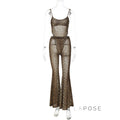 Raina Leopard Mesh Flared Jumpsuit [HCGFOQFB]