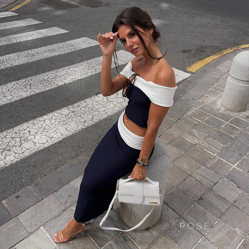 Ramiyah Contrast Off Shoulder Top