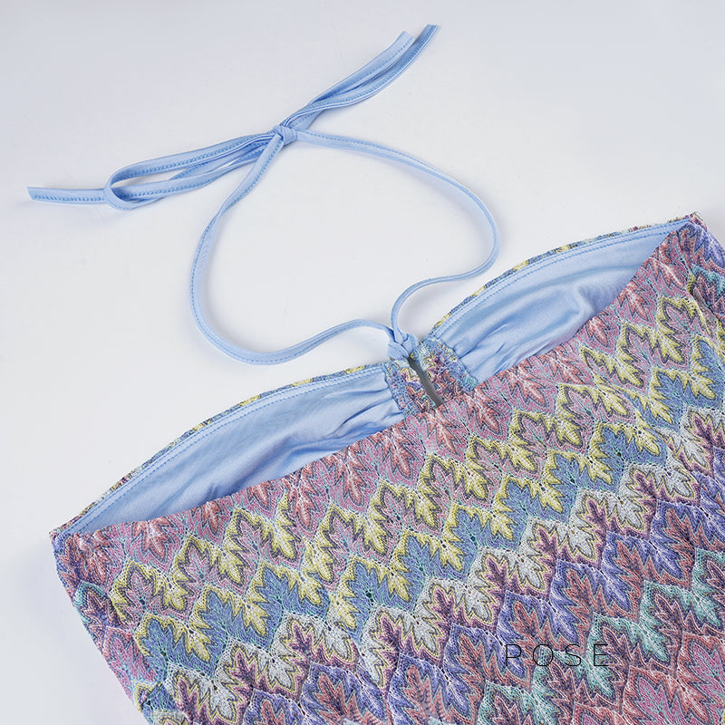 Rana Rainbow Knit Halter Top [P2NAPUJK]