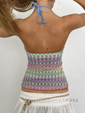 Rana Rainbow Knit Halter Top [YL6E63VT]