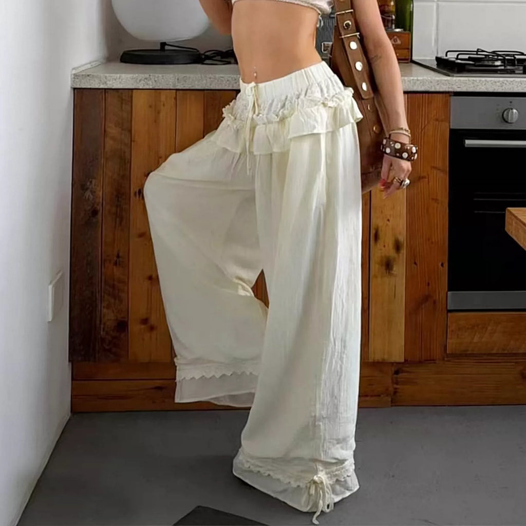 LaPose - Rayah Ruffle Waist Wide Leg Pants