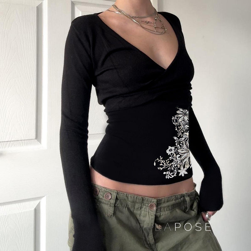 Raylan Floral V-Neck Top [62QLJDEB]