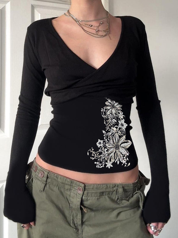 Raylan Floral V-Neck Top [YWBCSWVB]