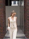 Raylee Knit V-Neck Pant Set [IVF7V58C]