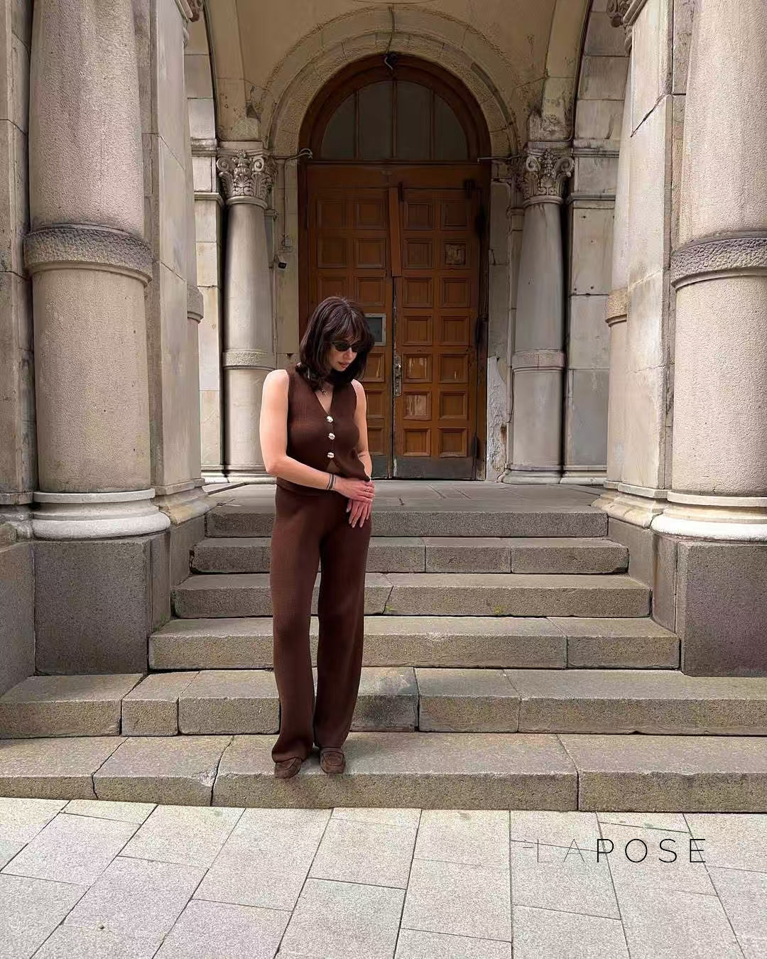 Raylee Knit V-Neck Pant Set [H5UVDSQQ]