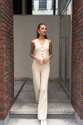 Raylee Knit V-Neck Pant Set [AAKH1CFL]