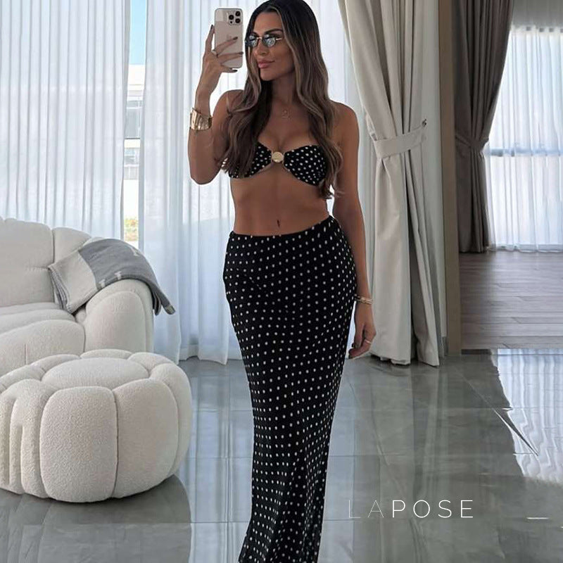 Rayyan Dot Mesh Skirt Set [MDDL8U62]