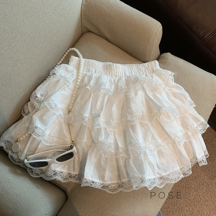 Reagen Tiered Bow Mini Skirt [N77LW5OB]