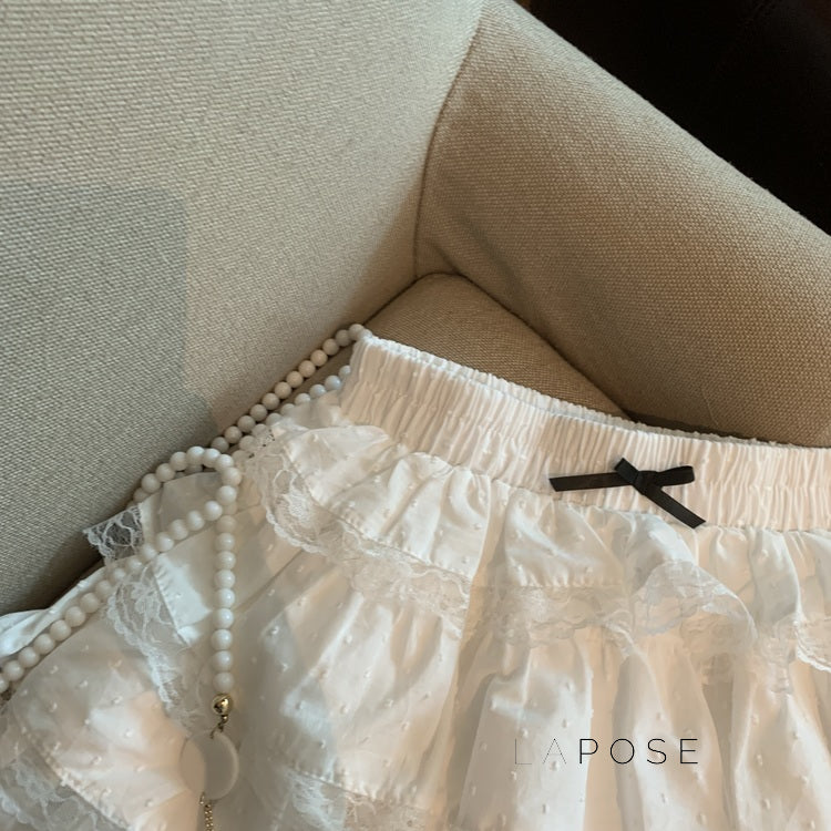 Reagen Tiered Bow Mini Skirt [HNNJEIYM]