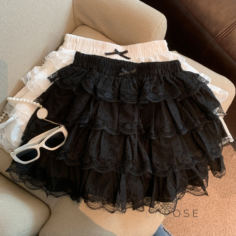 Reagen Tiered Bow Mini Skirt [X8I7L290]